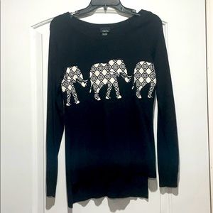Black white elephant sweater